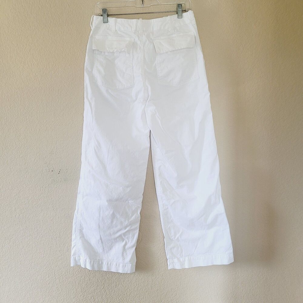 Nili Lotan Pants Issue 2609988 Womens Size 6 White Twill Wide Leg Button Fly - Picture 8 of 8